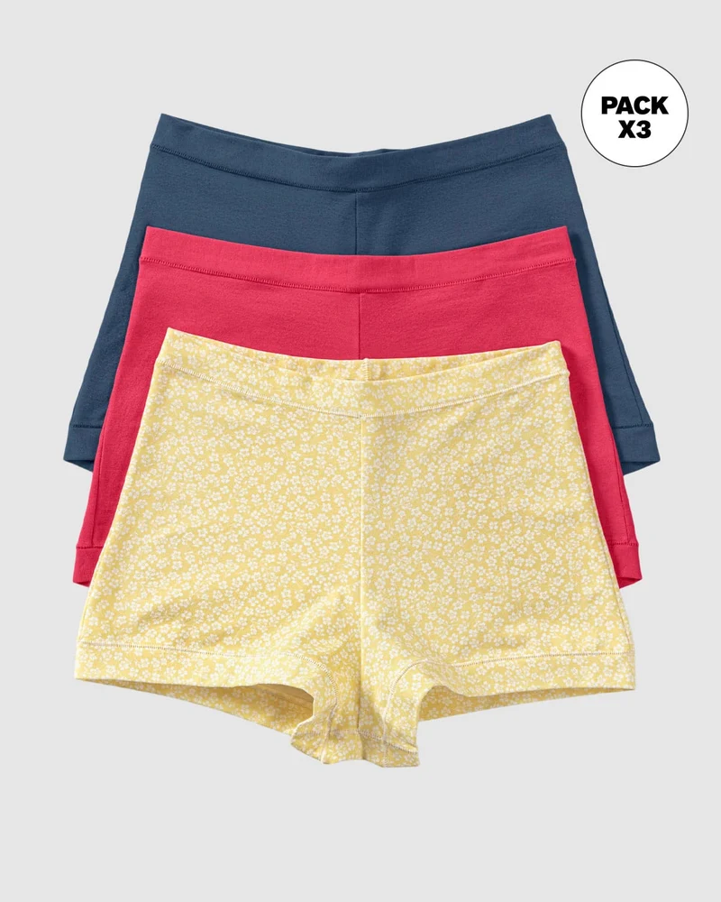 3 boxers avec une excellente couverture des hanches et de l'abdomen