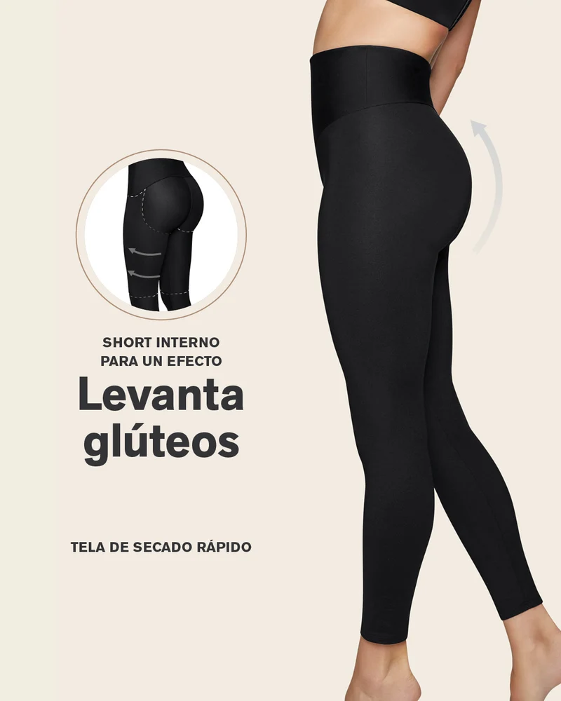 Legging de contrôle avec short intérieur pour un effet fesses liftées
