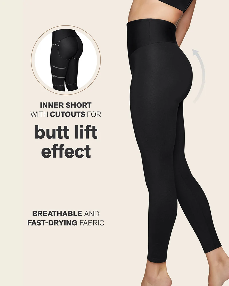 Legging de contrôle avec short intérieur pour un effet fesses liftées