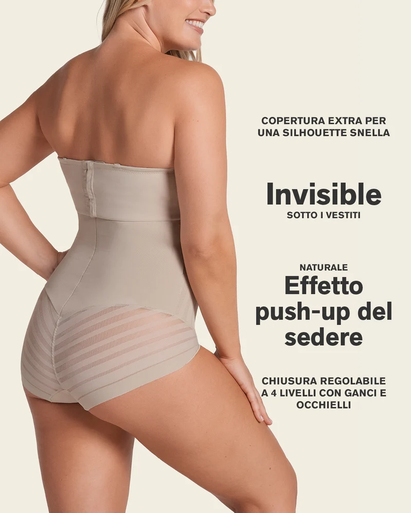 Culotte gainante sans contrôle avec bandes en dentelle