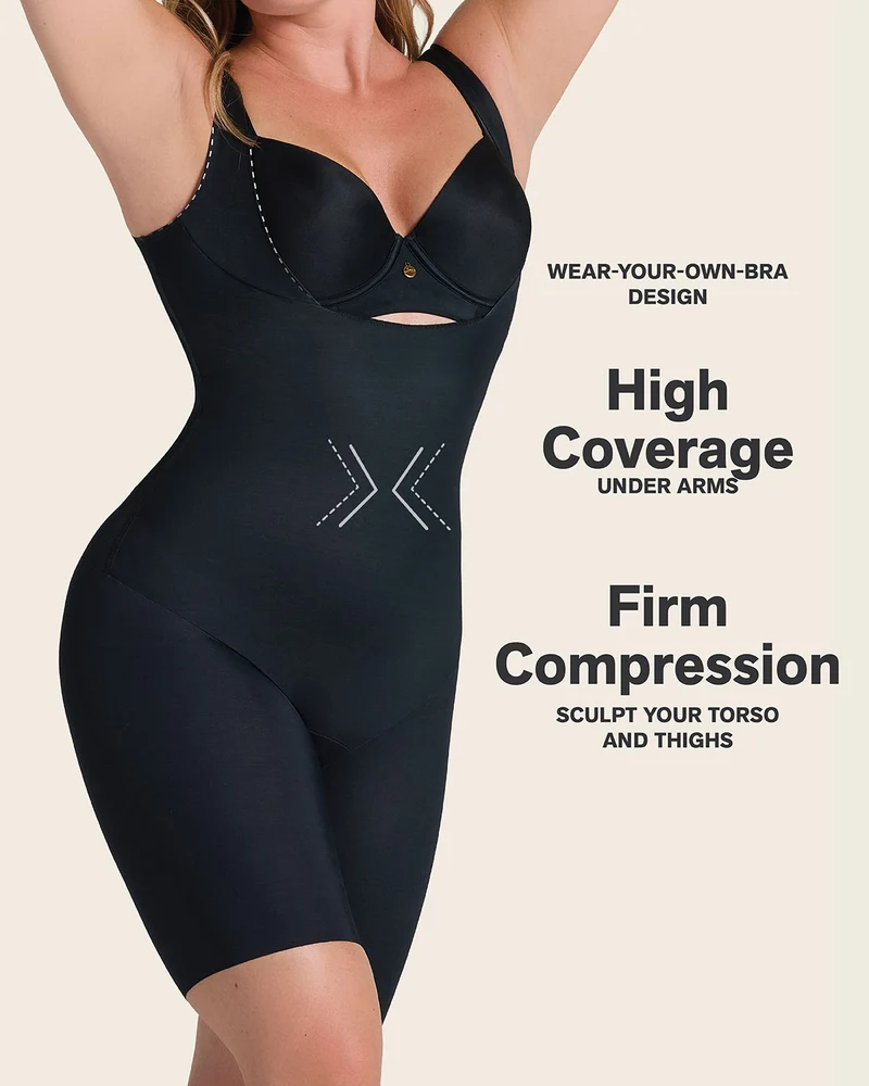 Body à poitrine ouverte ultra-léger avec compression modérée