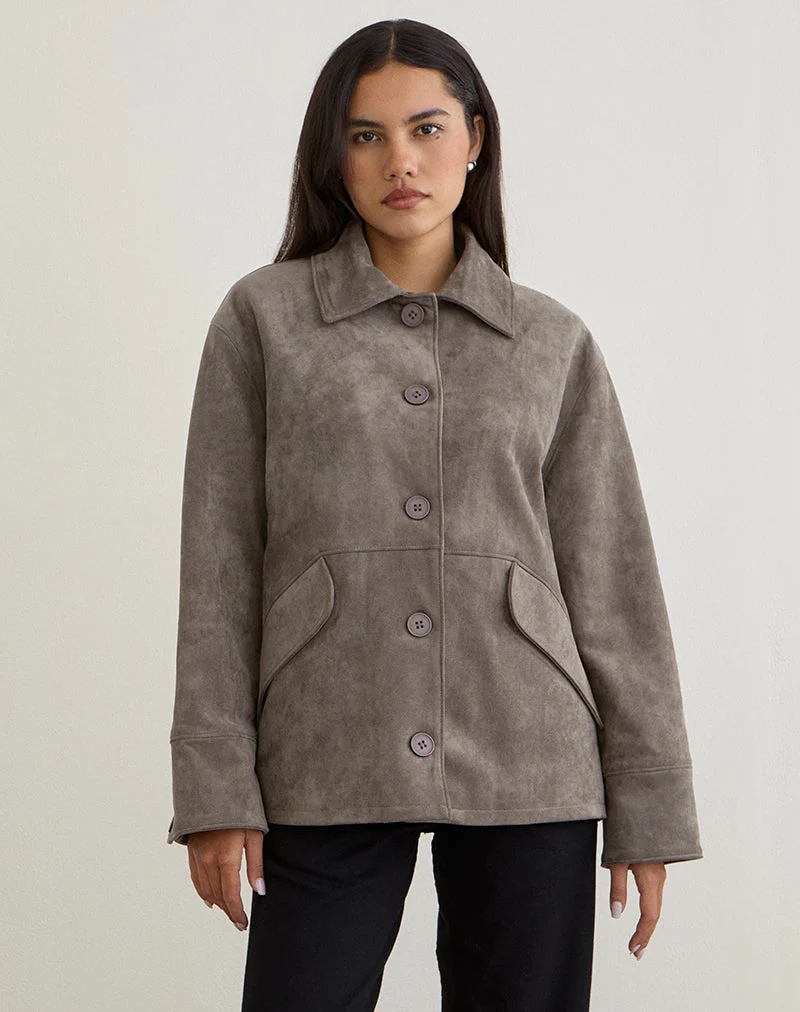 Veste Orson en faux daim gris olive