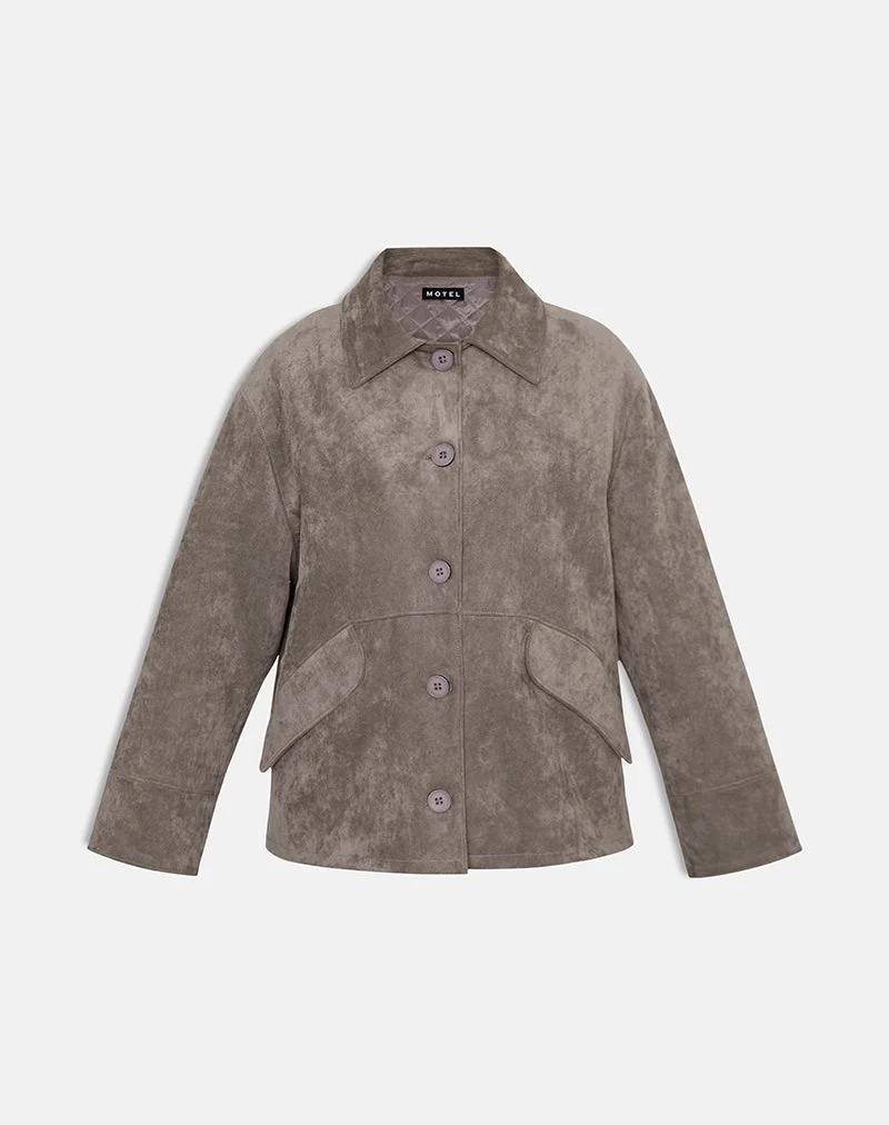 Veste Orson en faux daim gris olive