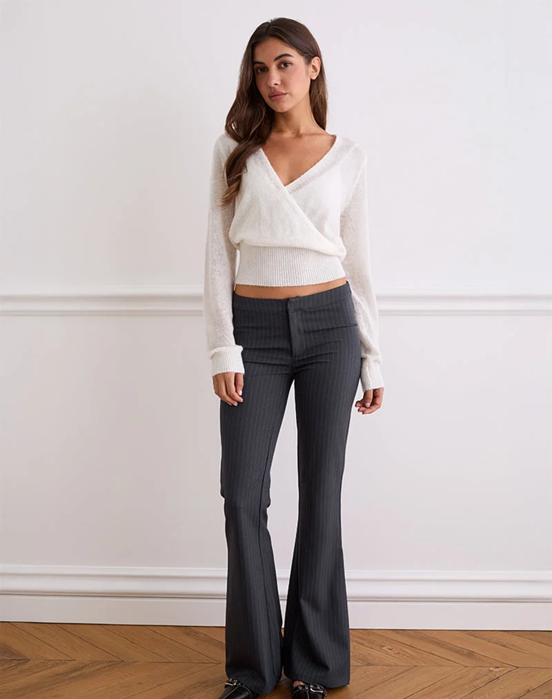 Nilza Wrap Top in Knit Off White