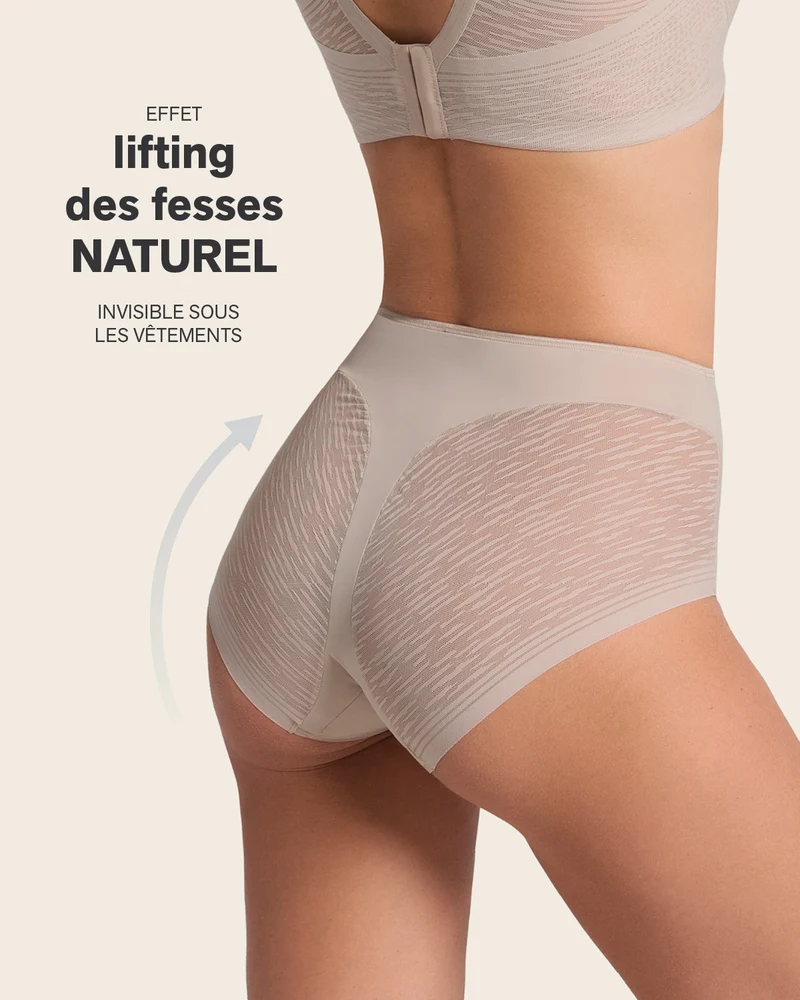 Culotte gainante classique invisible avec transparences sur les fesses et les côtés