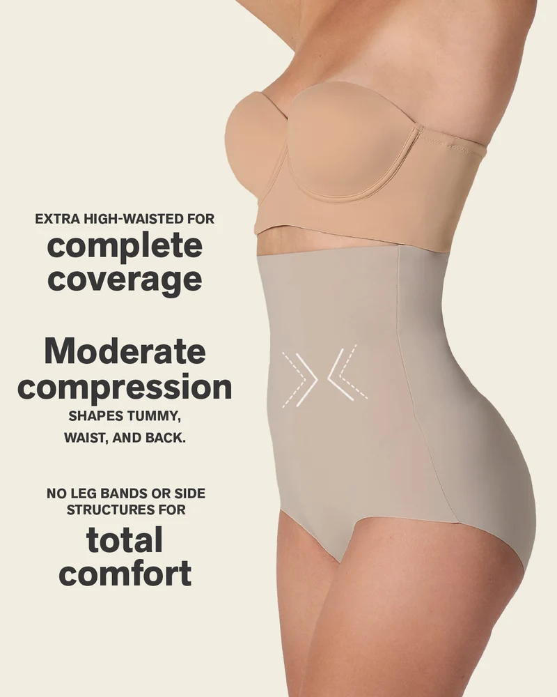 Culotte gainante taille haute avec maintien modéré du ventre et du dos