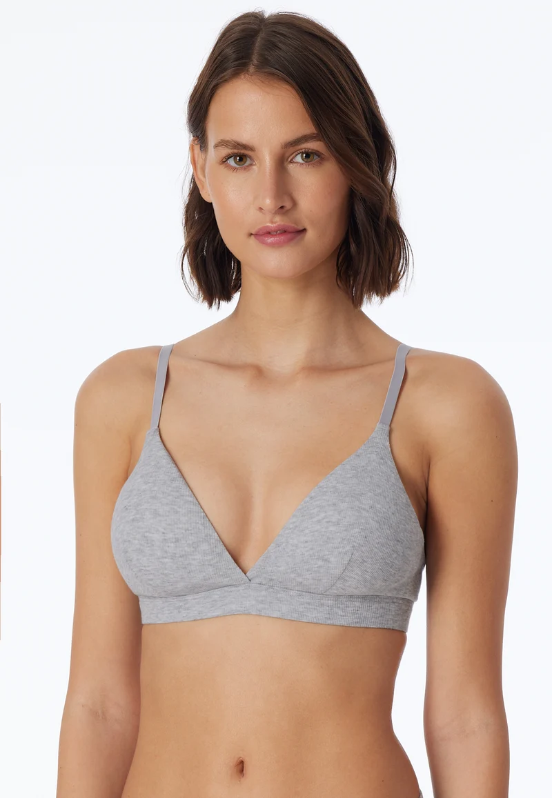 Soft-BH Doppelripp mit herausnehmbaren Pads Grau - Pure Rib