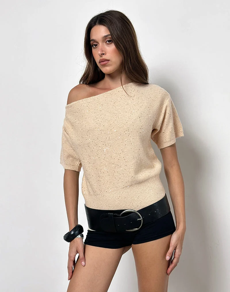 Top Darusa en paillettes dispersées or