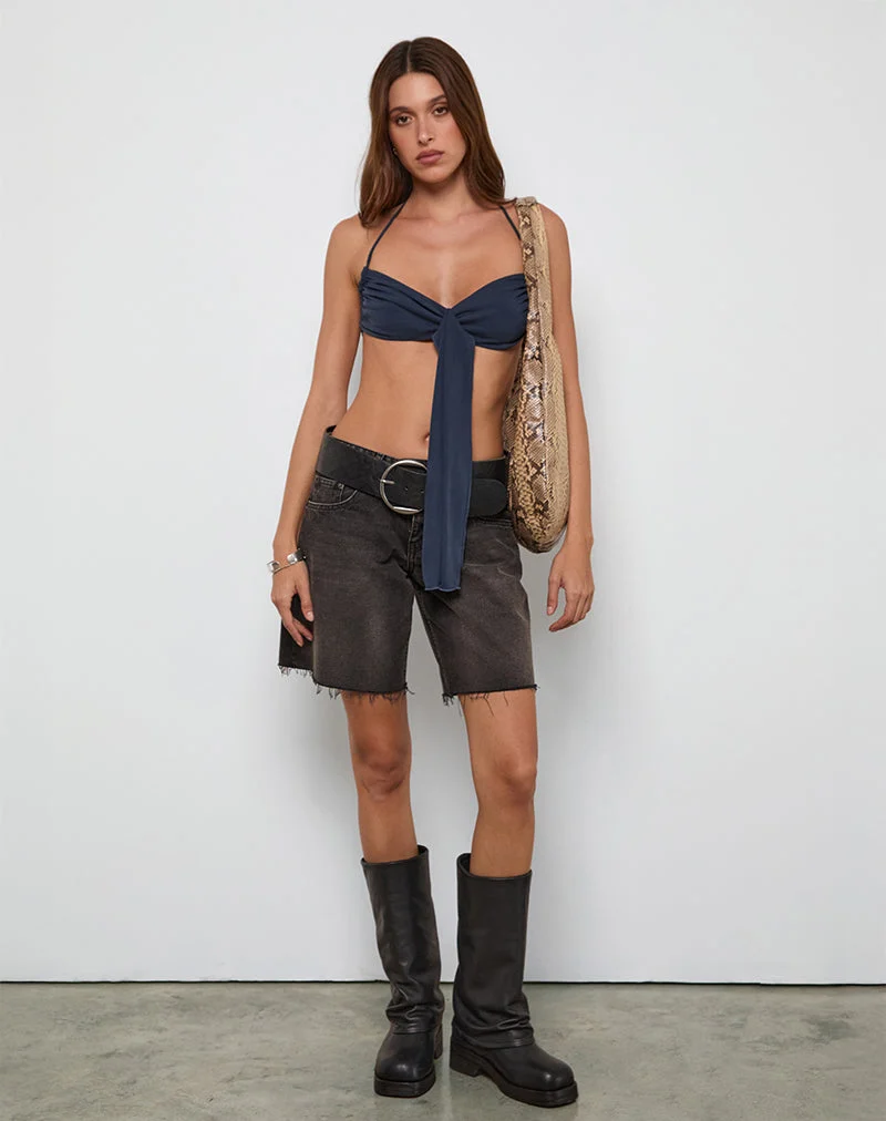 Alohi Tie Bralette en Cupro Ocean Storm