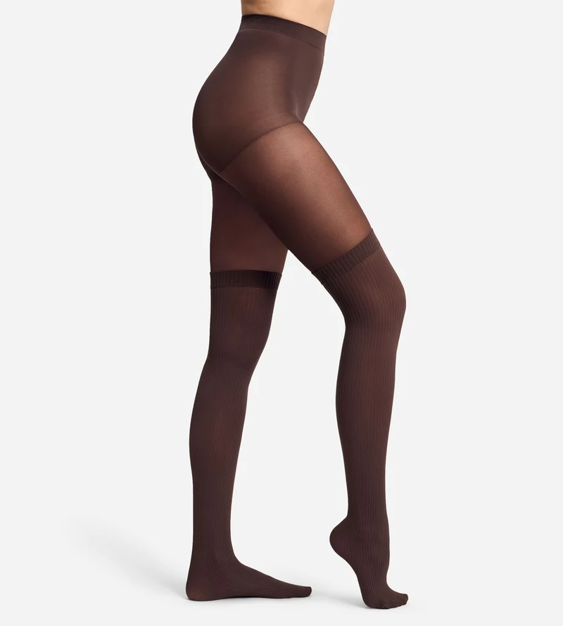 Collant fantaisie effet trompe-l’œil chocolat 25/45D Style