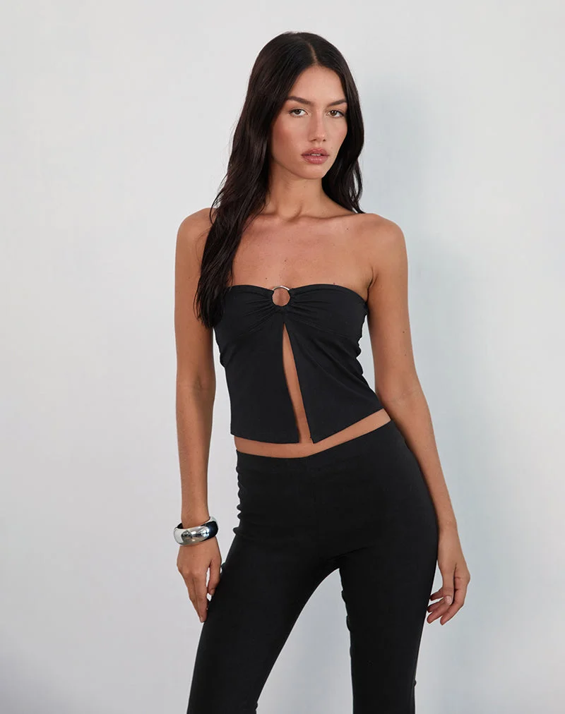 Brea Hardware Butterfly Top in Rayon Jersey Black