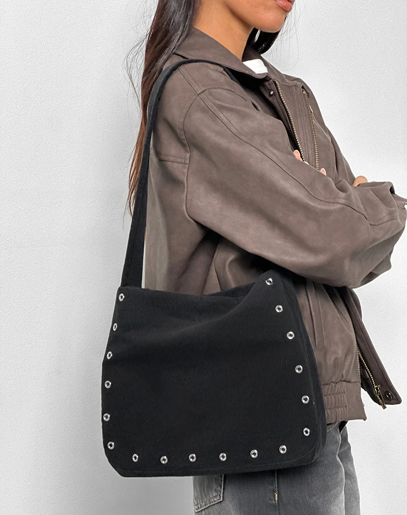 Sac à œillets Gundar en Babycord noir