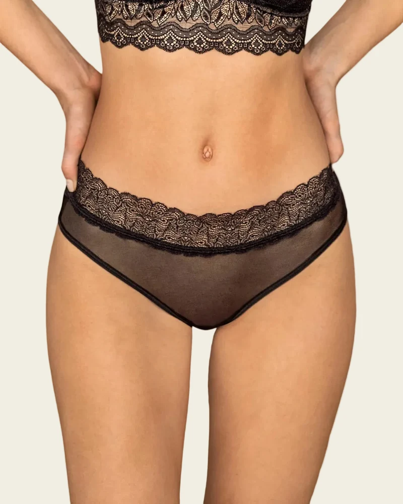Culotte taille mi-haute en tulle et dentelle seyx