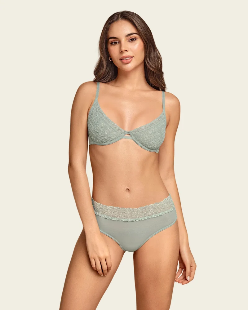 Culotte taille mi-haute en tulle et dentelle seyx