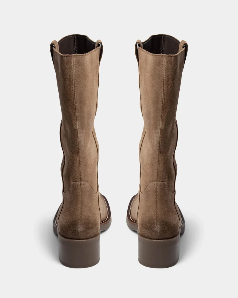 Bottes mi-hautes en suède à talon bloc Juliane