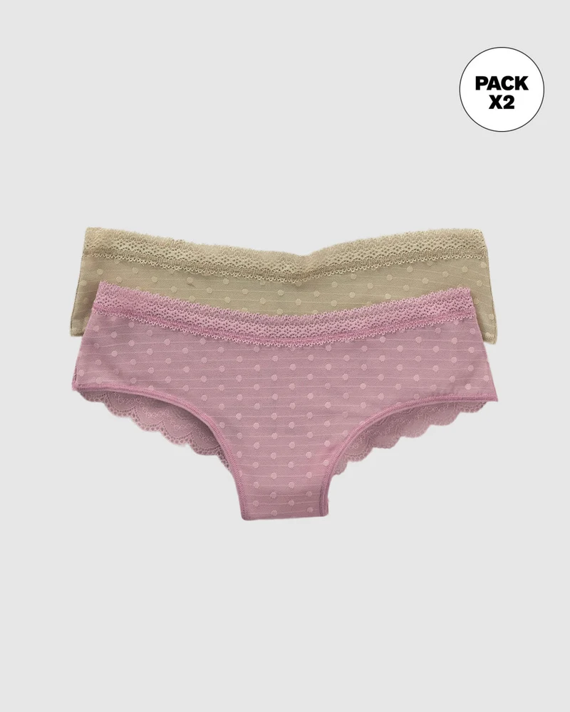 Pack de 2 Culottes Coquines en Dentelle et Tulle
