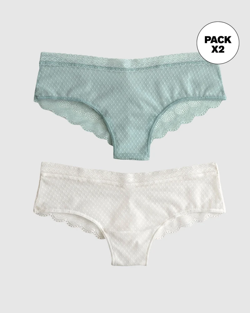 Pack de 2 Culottes Coquines en Dentelle et Tulle