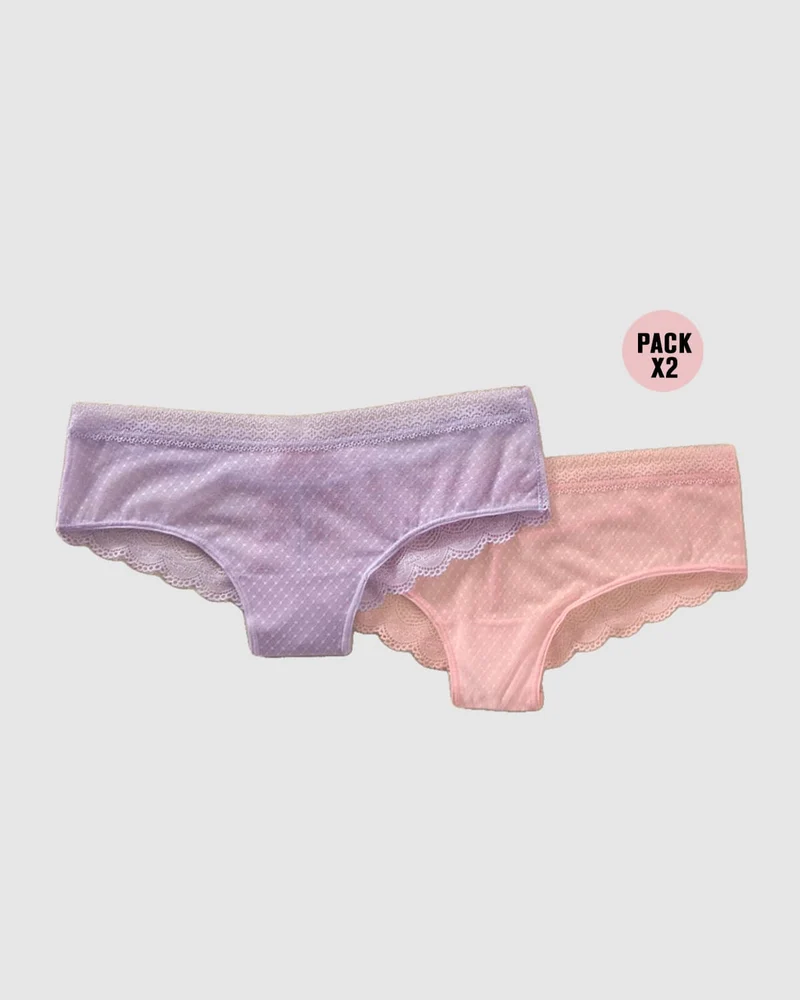 Pack de 2 Culottes Coquines en Dentelle et Tulle