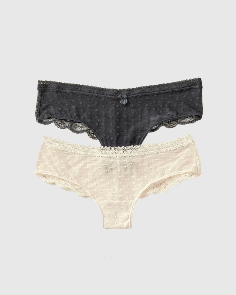 Pack de 2 Culottes Coquines en Dentelle et Tulle