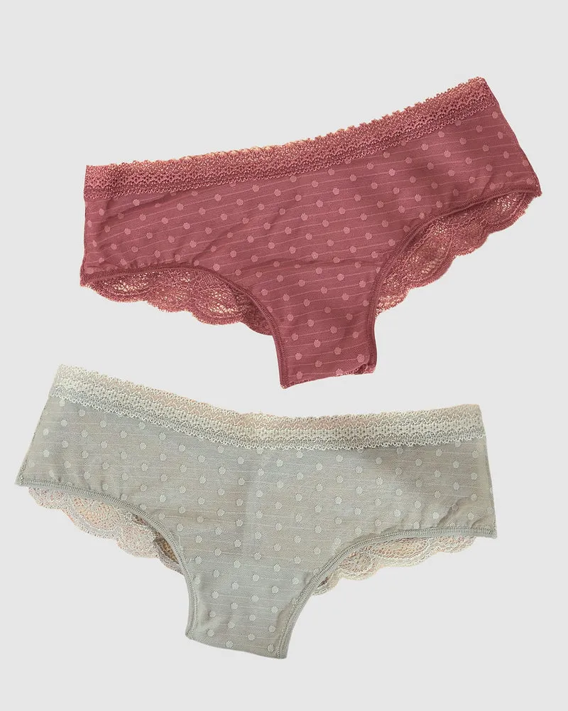Pack de 2 Culottes Coquines en Dentelle et Tulle