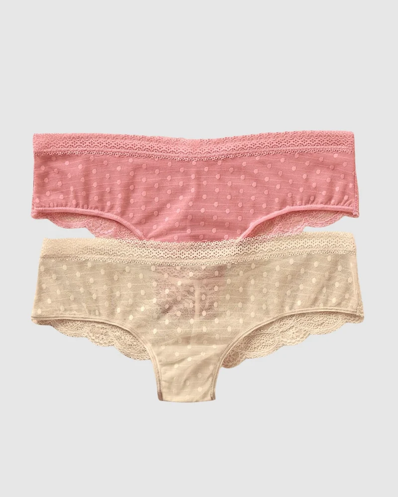 Pack de 2 Culottes Coquines en Dentelle et Tulle