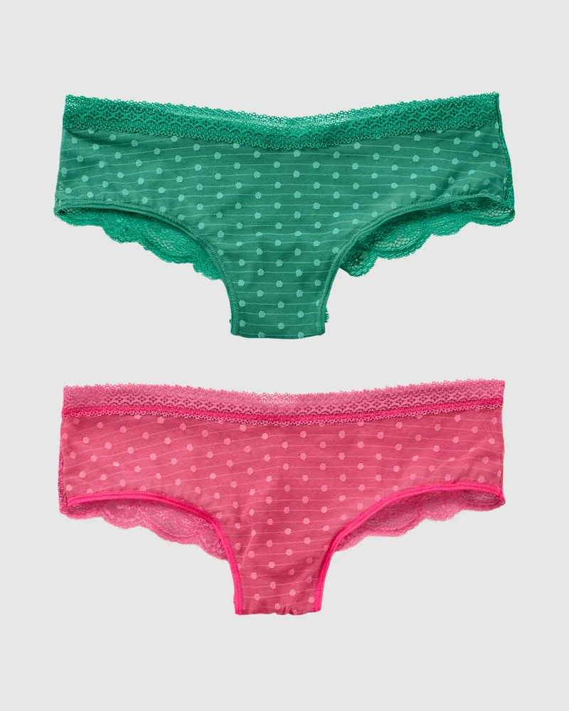 Pack de 2 Culottes Coquines en Dentelle et Tulle
