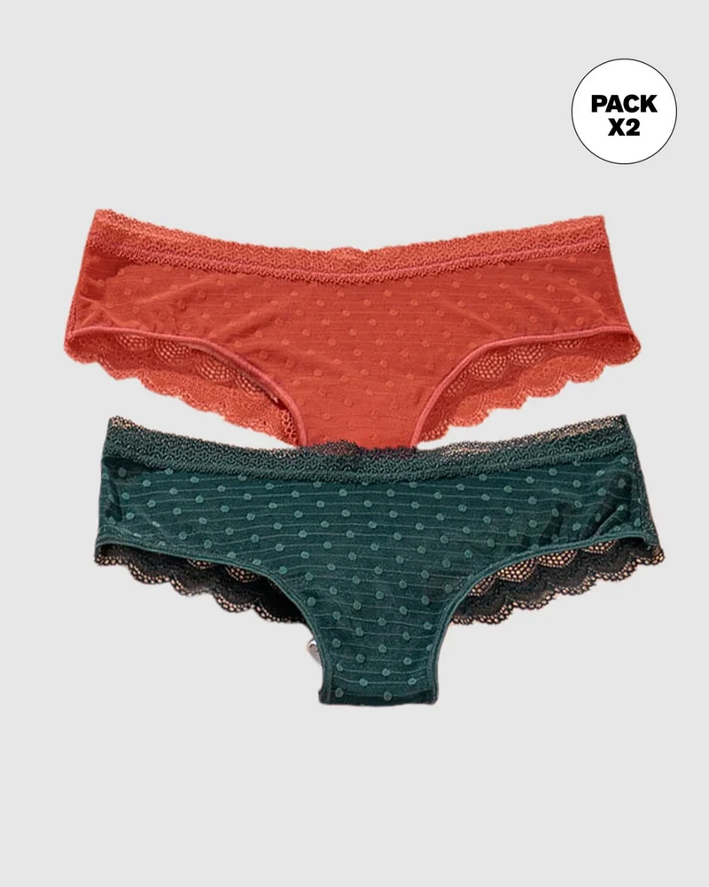 Pack de 2 Culottes Coquines en Dentelle et Tulle