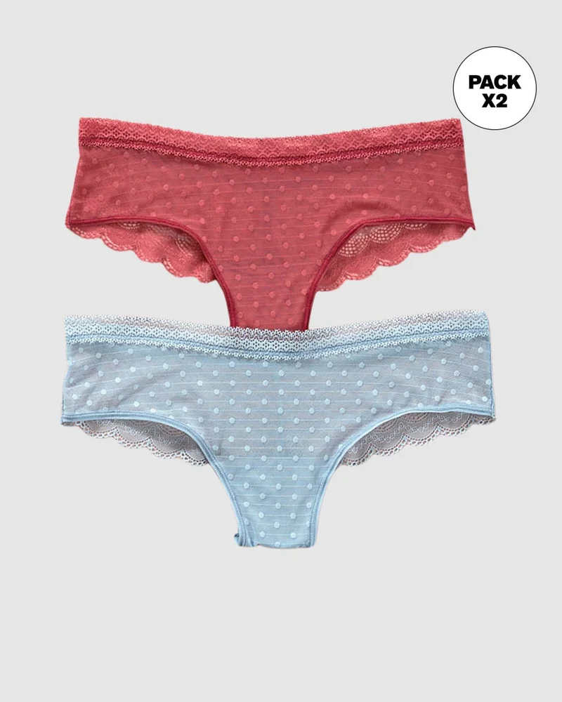 Pack de 2 Culottes Coquines en Dentelle et Tulle