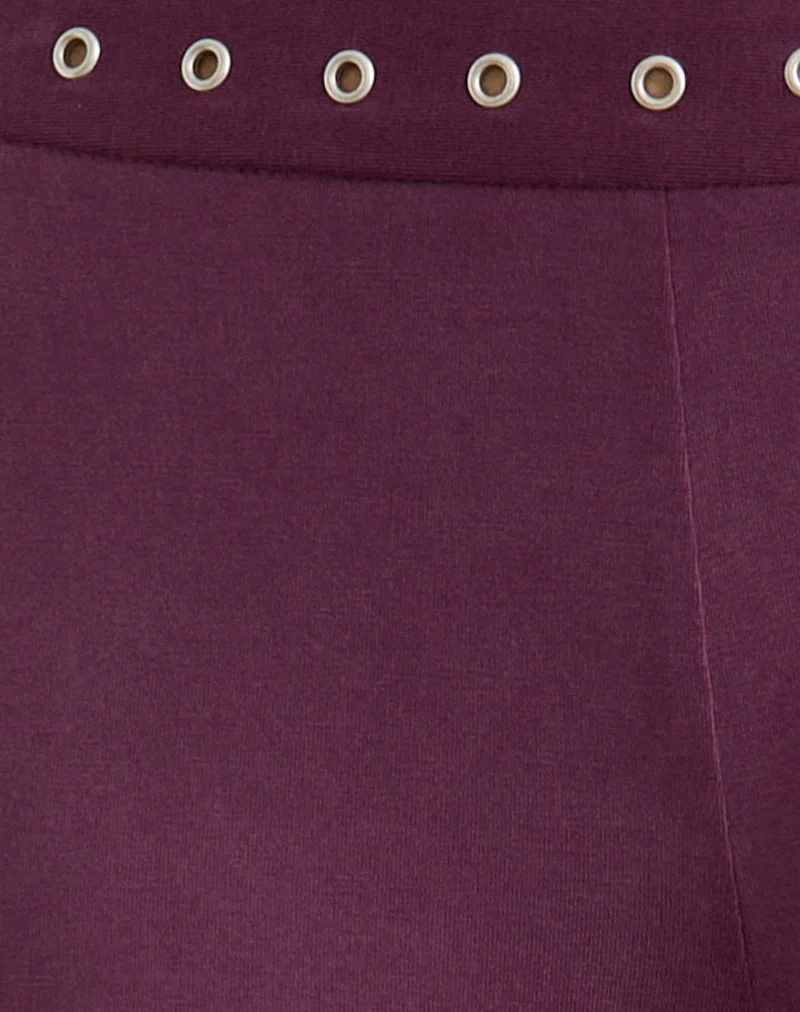 Pantalon à ceinture cloutée Donika, prune