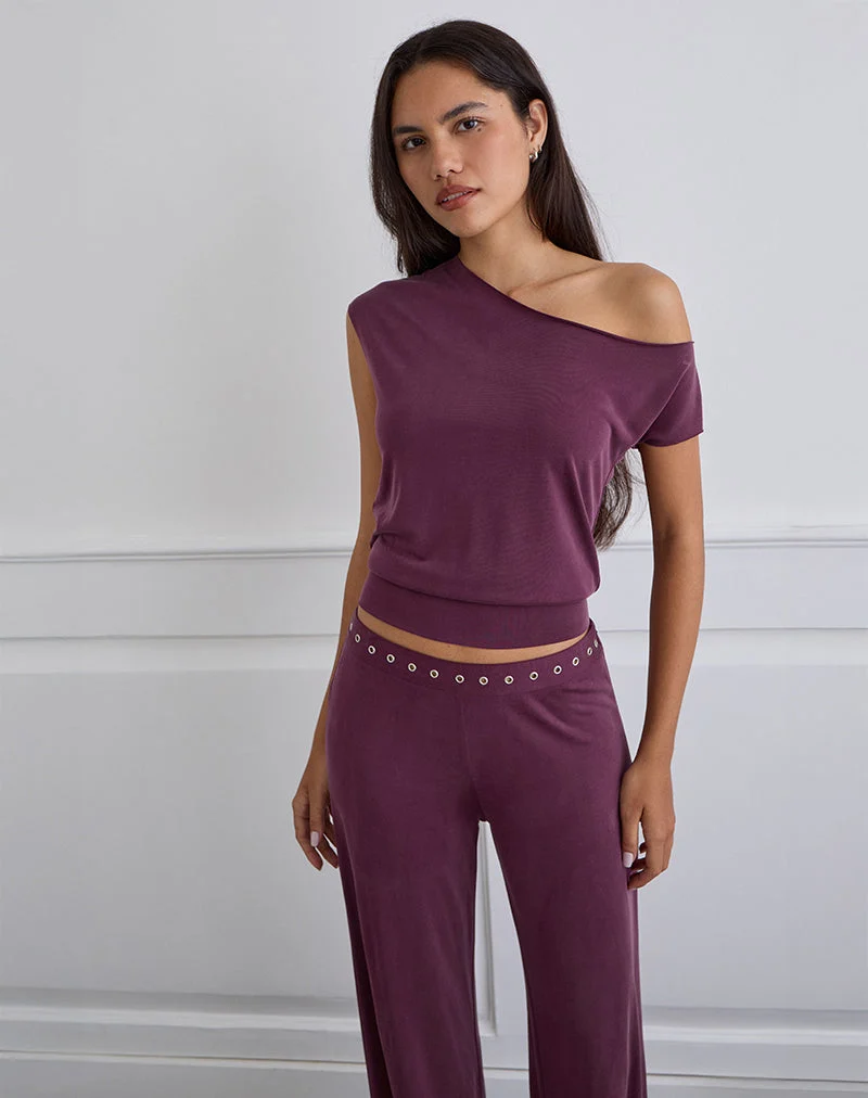 Top asymétrique Elysian en Cupro Plum