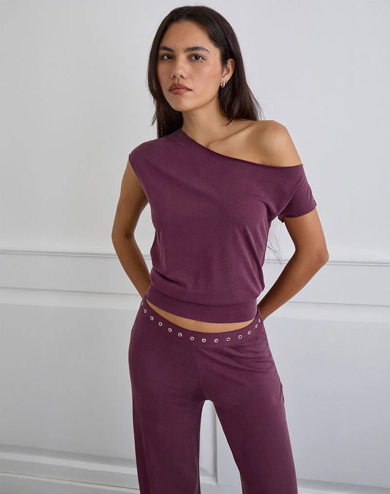 Top asymétrique Elysian en Cupro Plum