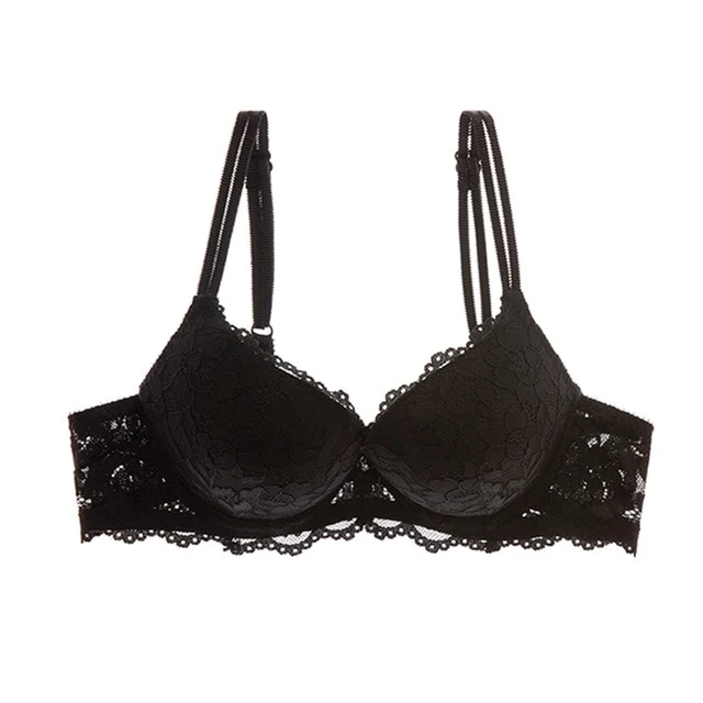 Brand Hot Sexy Push Up Bra Deep V Brassiere Thick Cotton Women Underwear Lace Purple Embroidery Flowers Lingerie A B C Cup Bras