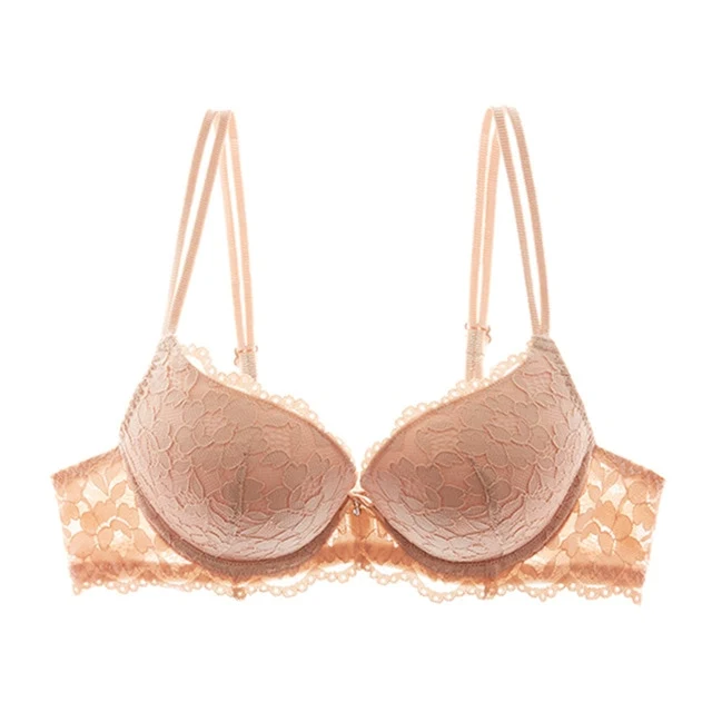 Brand Hot Sexy Push Up Bra Deep V Brassiere Thick Cotton Women Underwear Lace Purple Embroidery Flowers Lingerie A B C Cup Bras