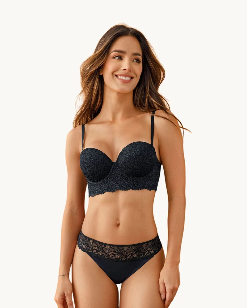 Soutien-gorge balconnet en dentelle avec push-up intégré