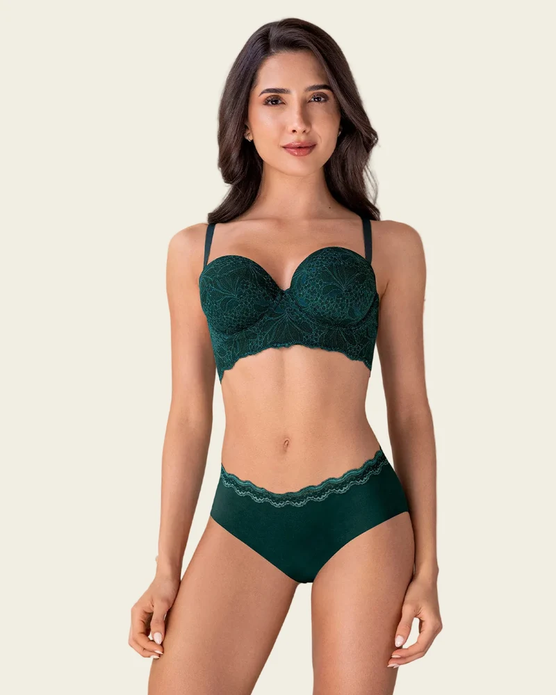 Soutien-gorge balconnet en dentelle avec push-up intégré