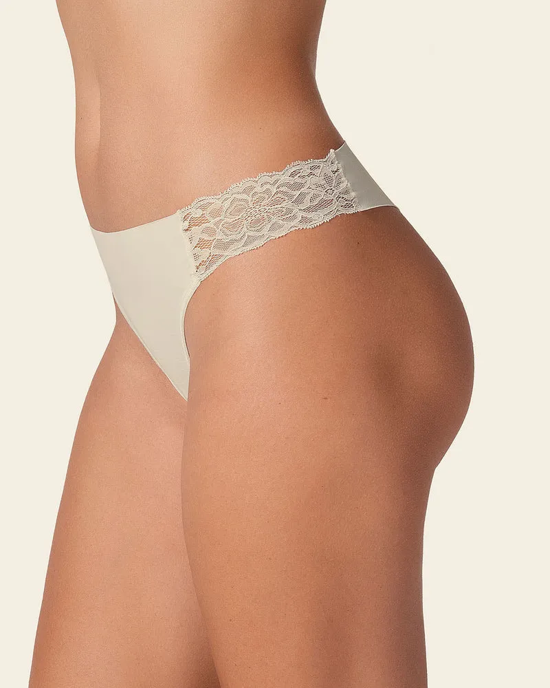Culotte brésilienne invisible avec des touches de dentelle à la taille