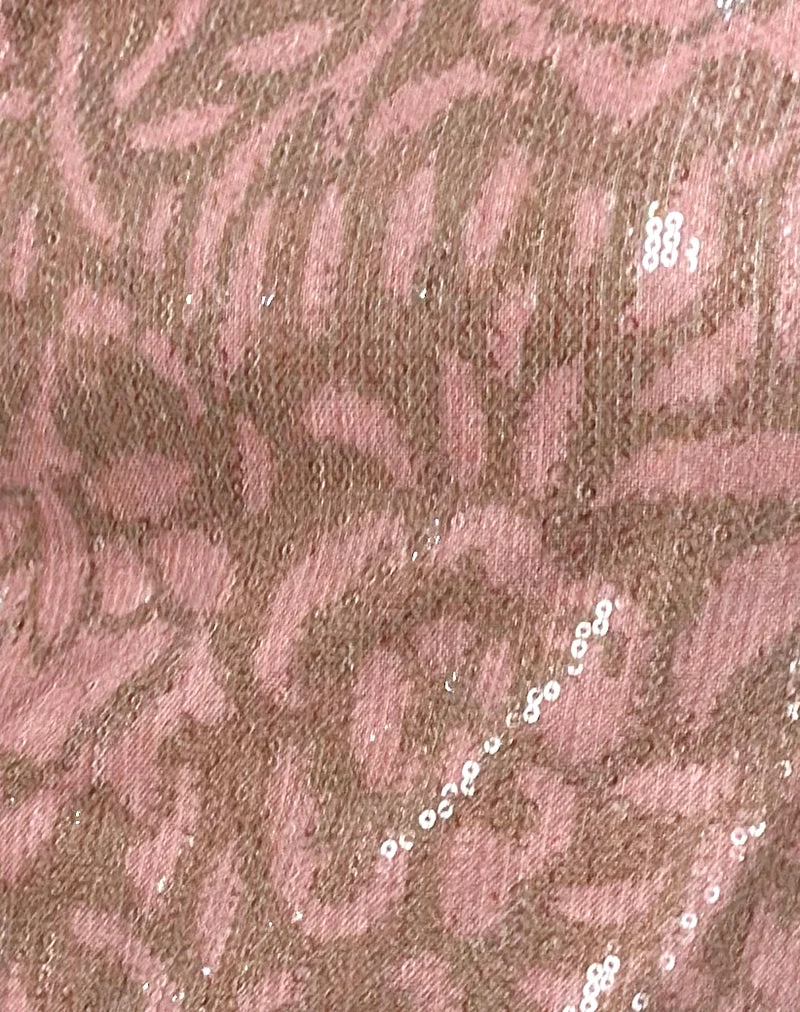 Tirich Halterneck Top in Boho Batik Sequin Pink