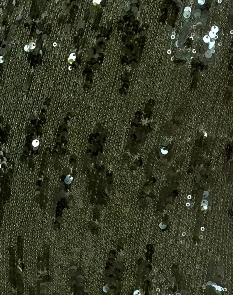 Lalaurie - Mini robe à encolure dégagée en drapé mixte à paillettes kaki