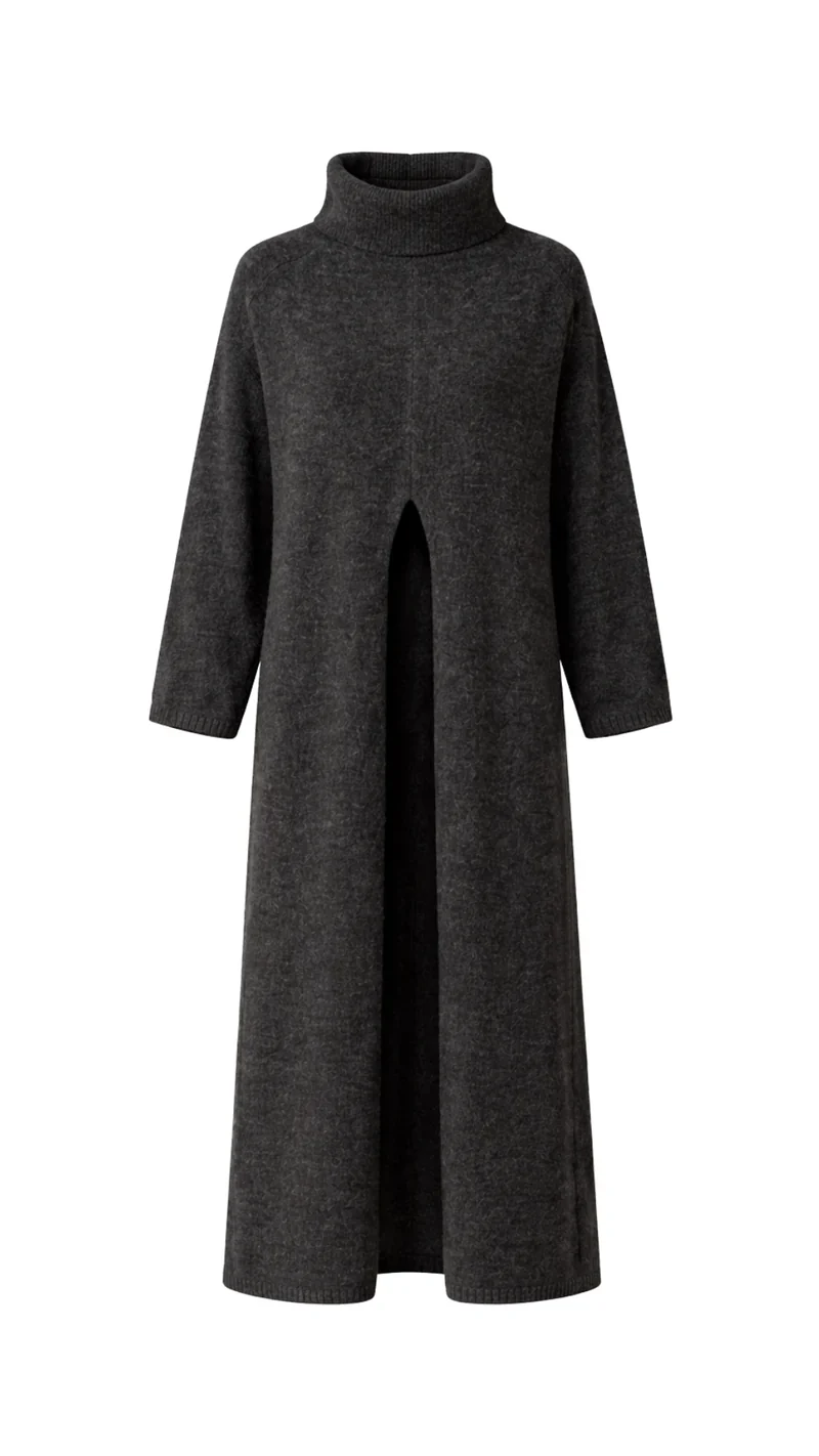Robe-pull longue à fente centrale Vivienne