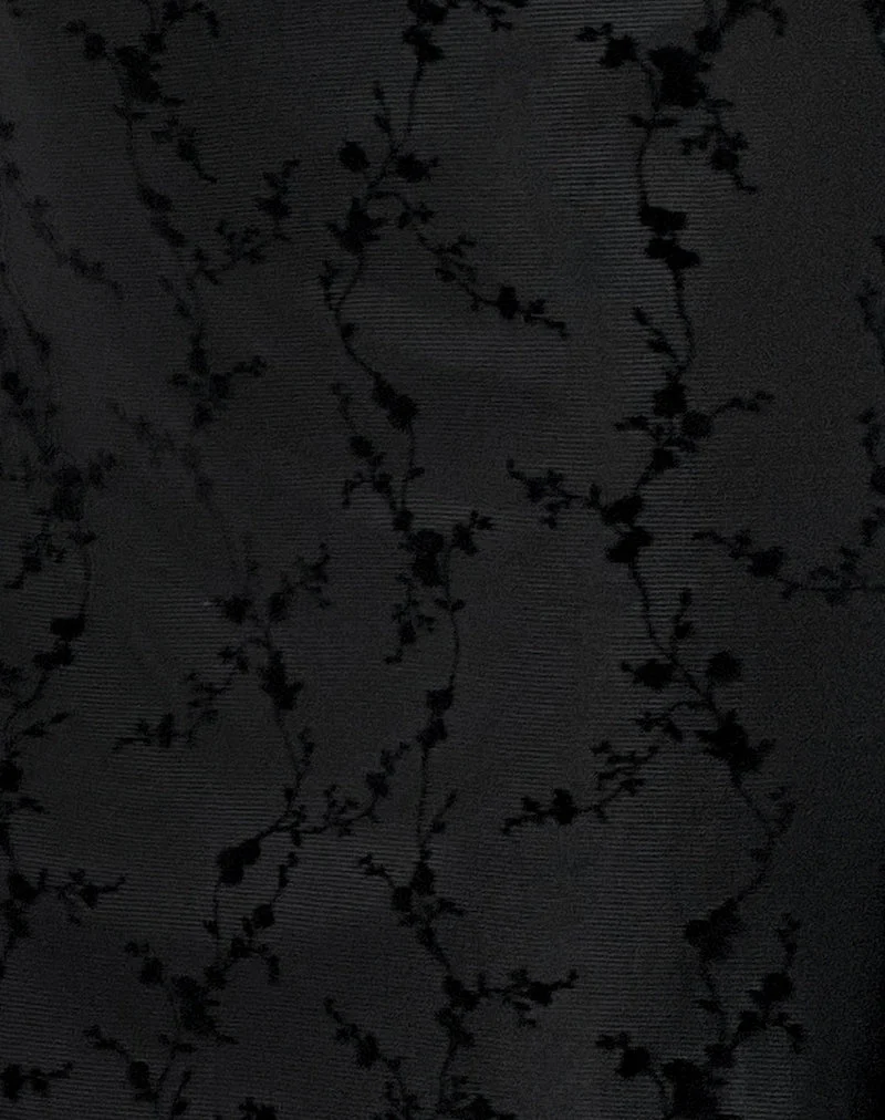 Luth Mini Dress in Vine Flower Black (Mini robe en fleurs de vigne)