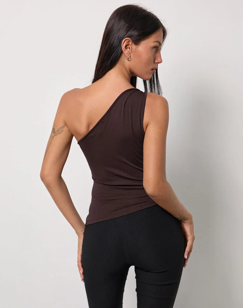 Top asymétrique Idra en jersey Bitter Chocolate