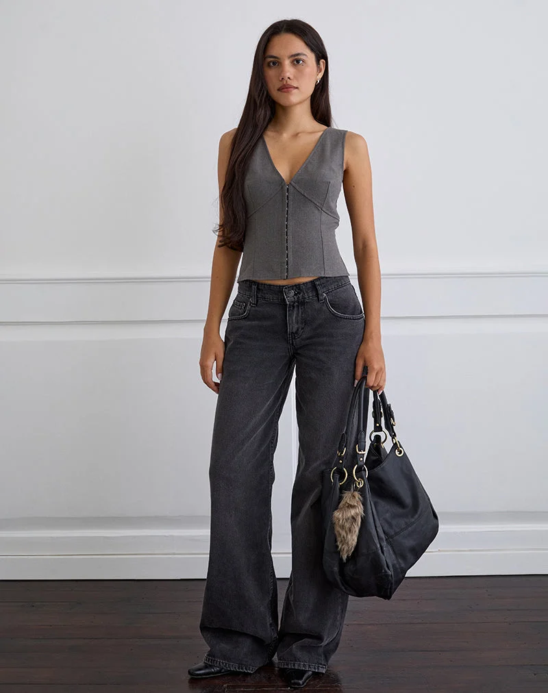 Salpa Plunge Top in Tailoring Charcoal (Top plongeant en tissu anthracite)