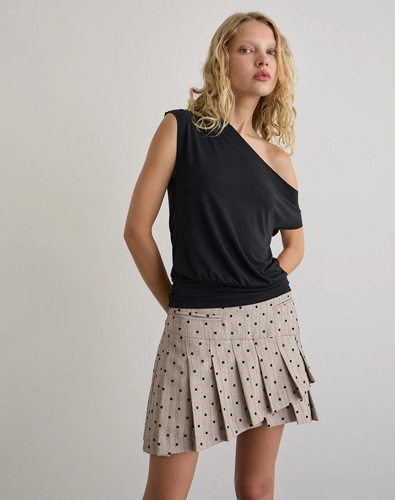 Minijupe Tarja, beige à rayures à pois