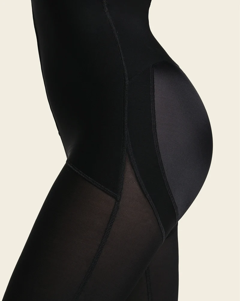 Body amincissant mi-cuisses avec zip et crochets