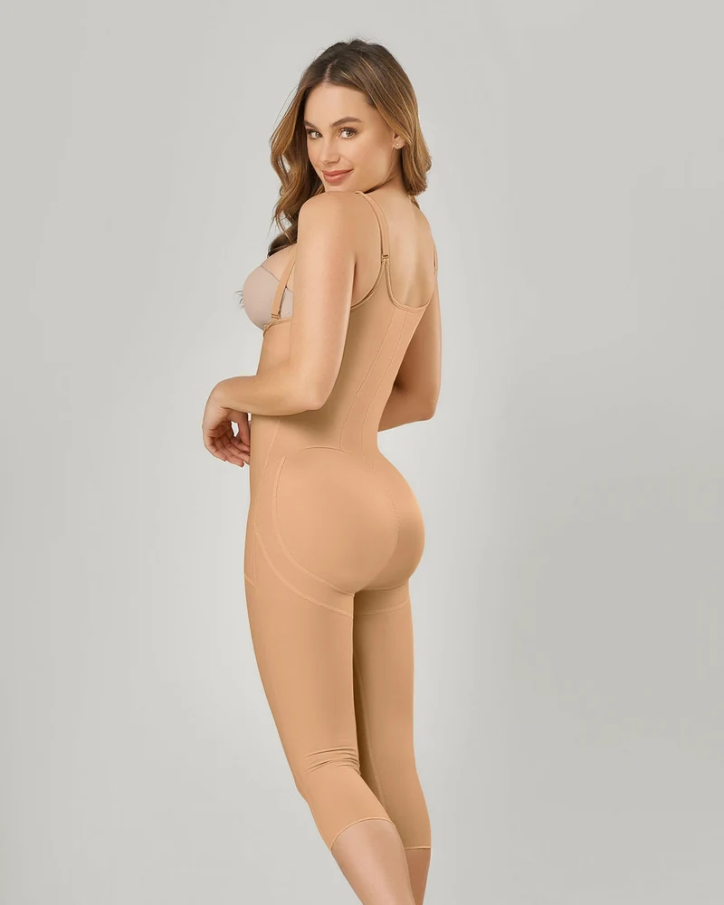 Body amincissant mi-cuisses avec zip et crochets