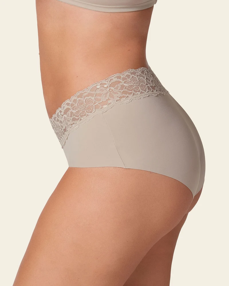 Culotte hipster en tissu ultraléger avec bordure en dentelle