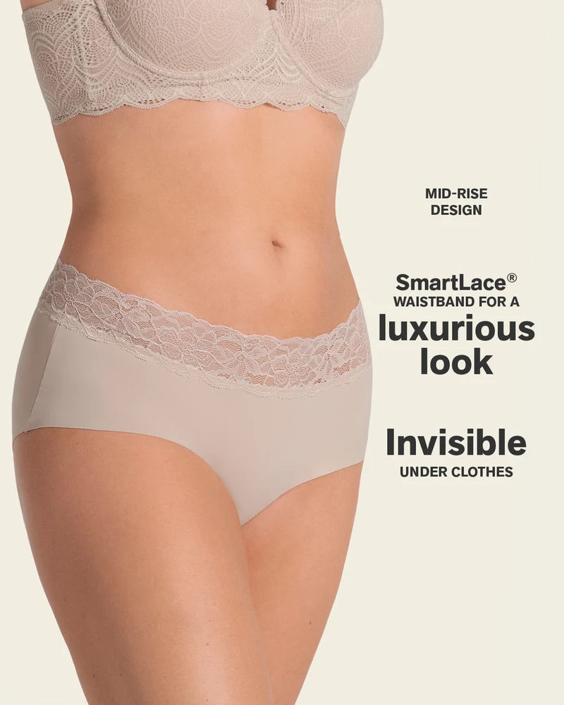 Culotte hipster en tissu ultraléger avec bordure en dentelle
