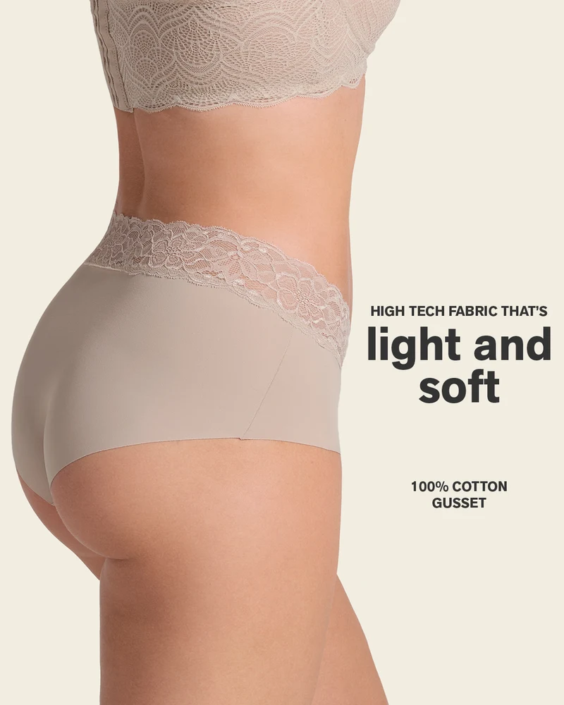 Culotte hipster en tissu ultraléger avec bordure en dentelle