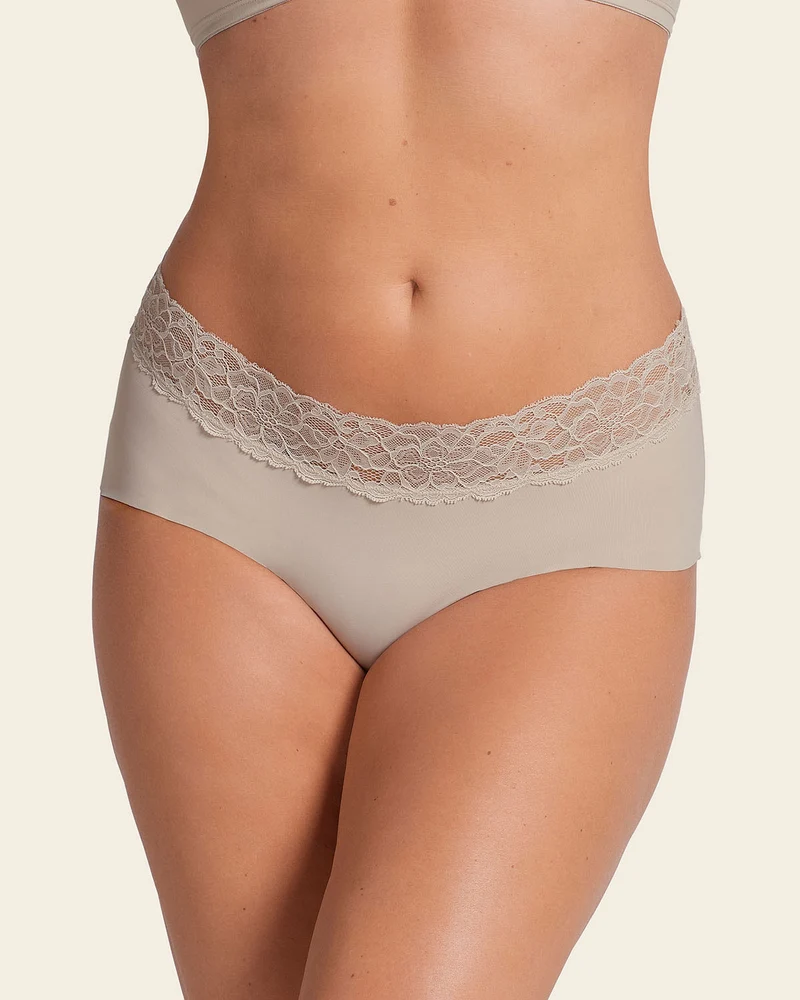 Culotte hipster en tissu ultraléger avec bordure en dentelle