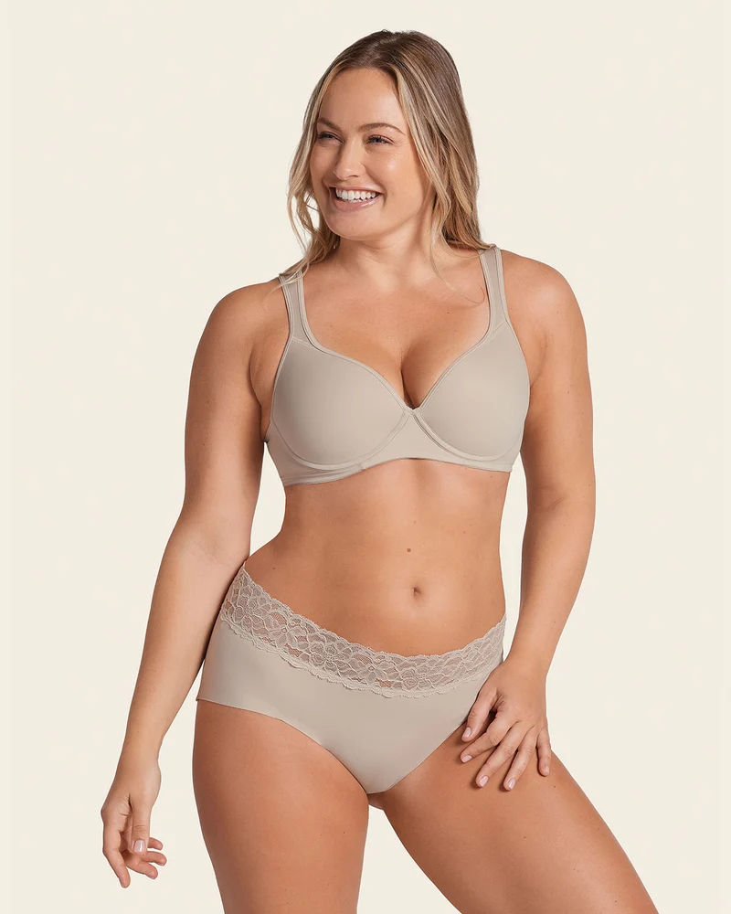 Culotte hipster en tissu ultraléger avec bordure en dentelle